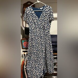 Madewell Floral Blue Dress Faux Wrap